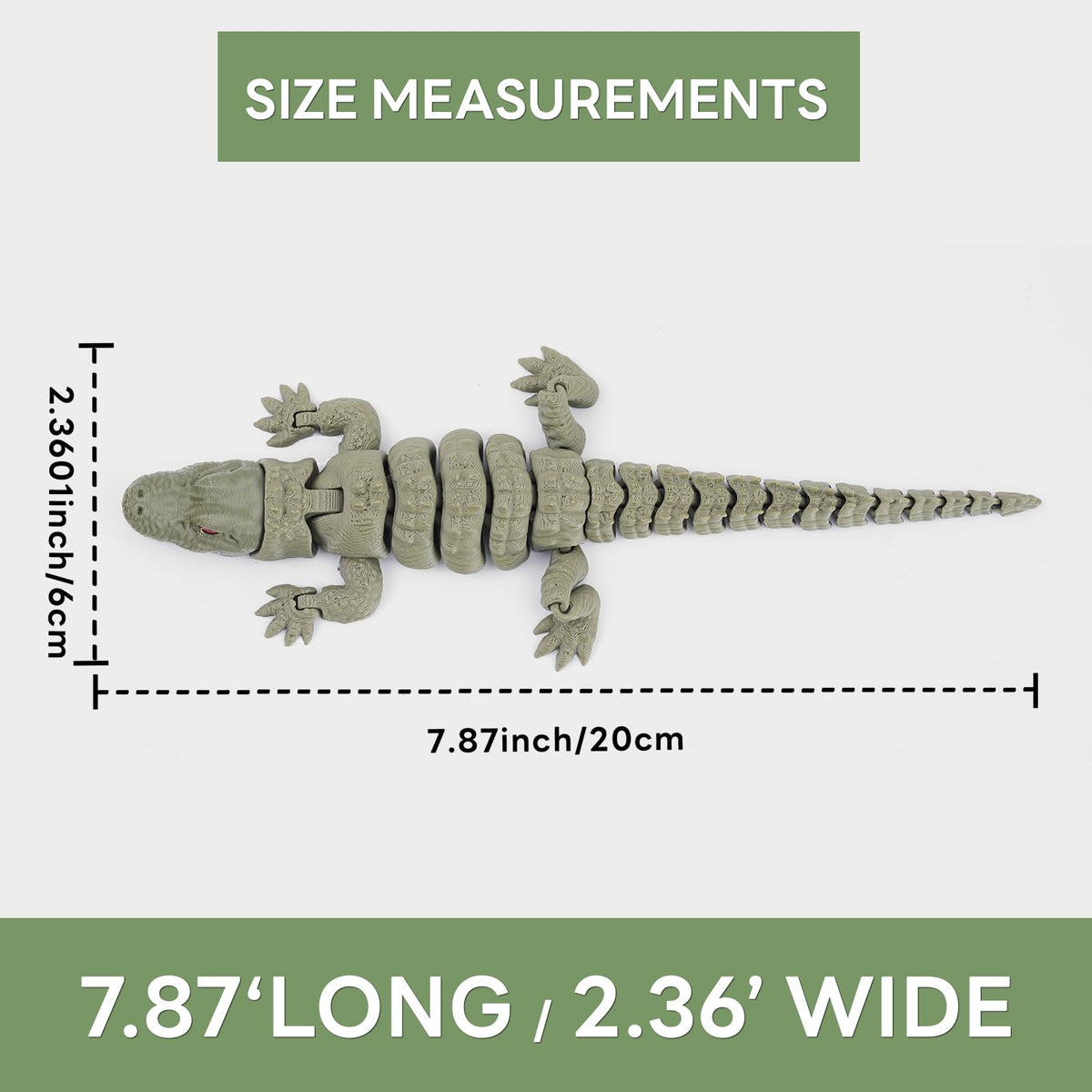 Yipintang 3D Printed Alligator: Flexible Desk Fidget Creature, 7.9 Inches