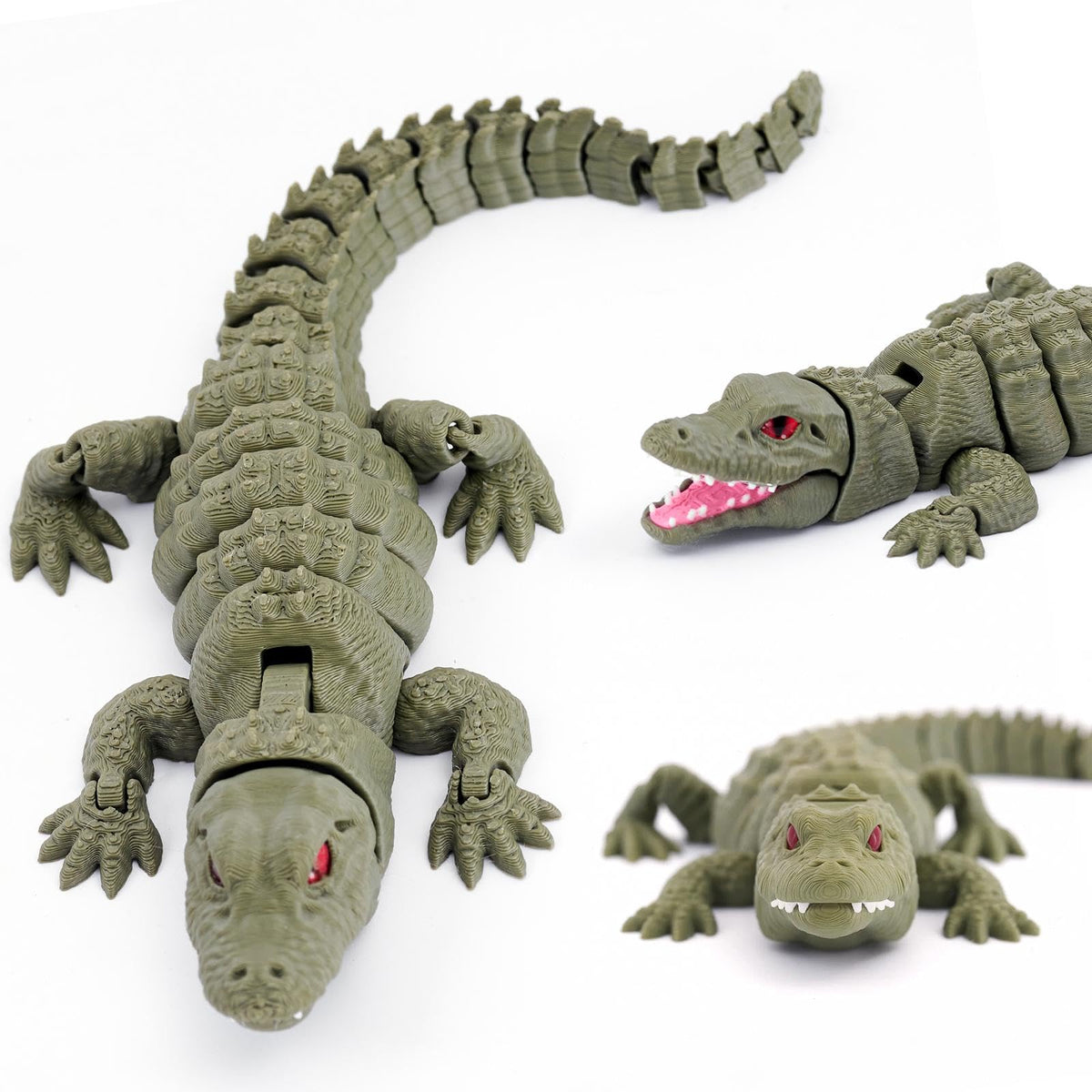 Yipintang 3D Printed Alligator: Flexible Desk Fidget Creature, 7.9 Inches