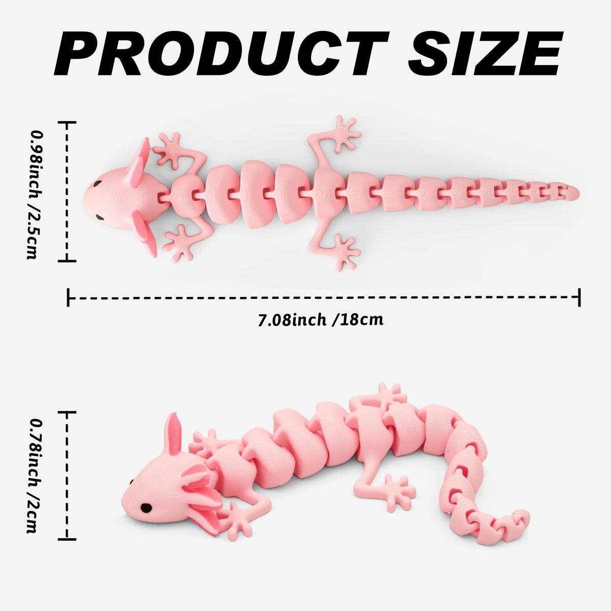 Yipintang 3D Printed Creature: 7-Inch Pink Axolotl Fidget Desk Decor