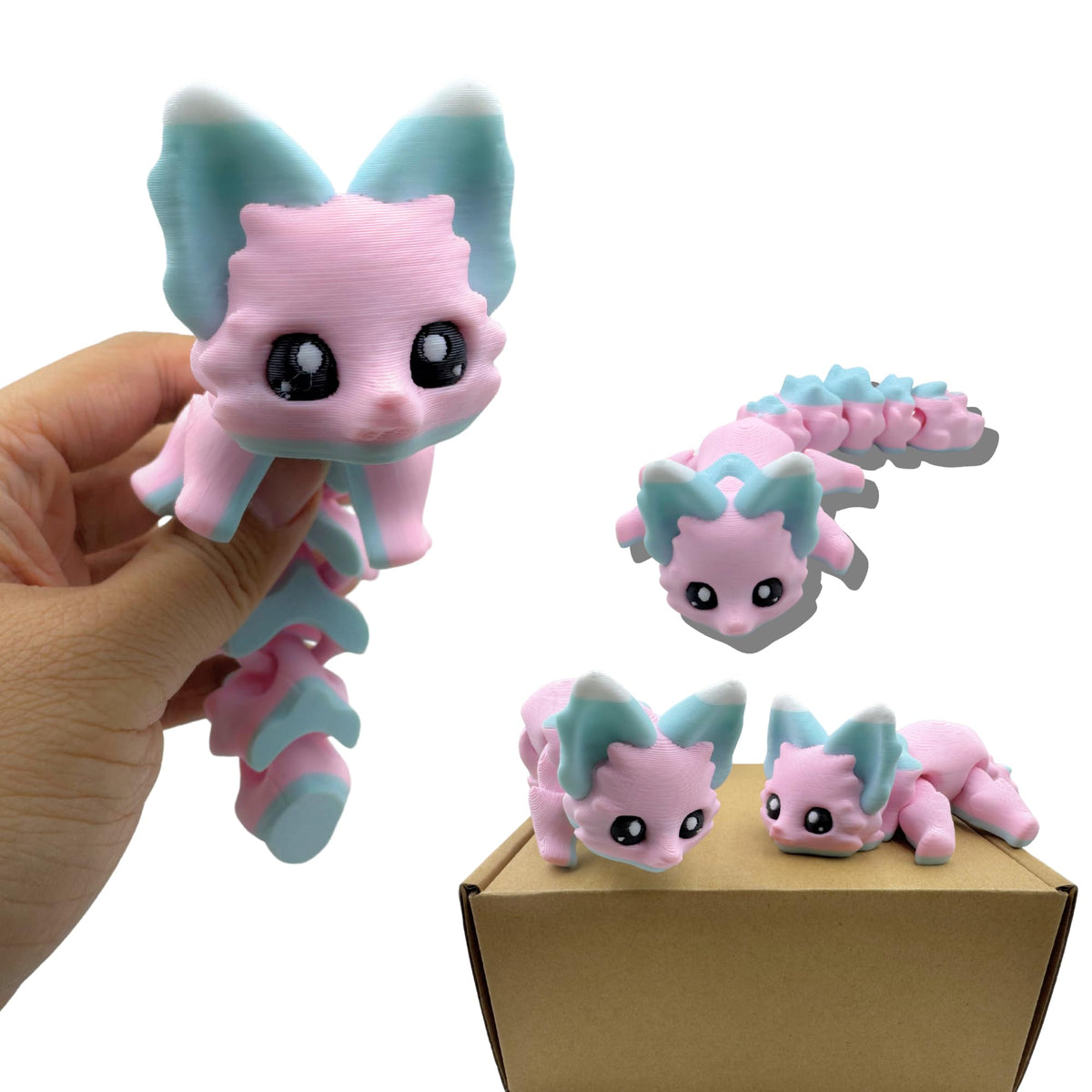 Yipintang Candy Fox – 8-Inch 3D Printed Flexible Fidget Animal for Desk Decor