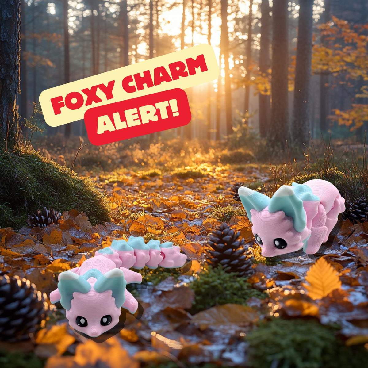 Yipintang Candy Fox – 8-Inch 3D Printed Flexible Fidget Animal for Desk Decor