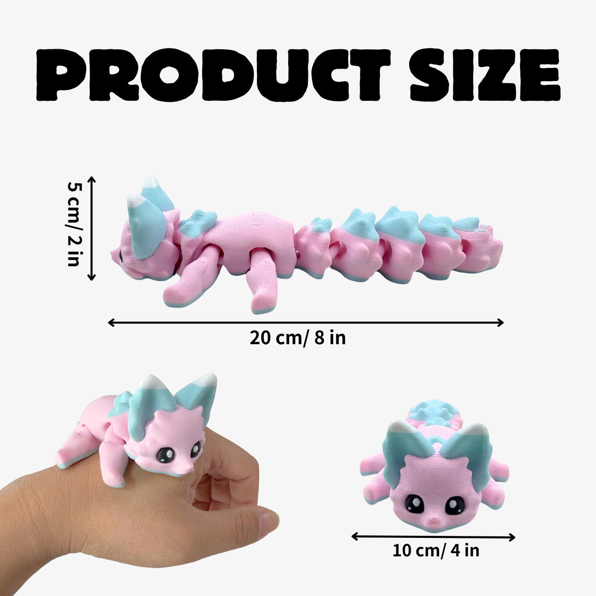 Yipintang Candy Fox – 8-Inch 3D Printed Flexible Fidget Animal for Desk Decor