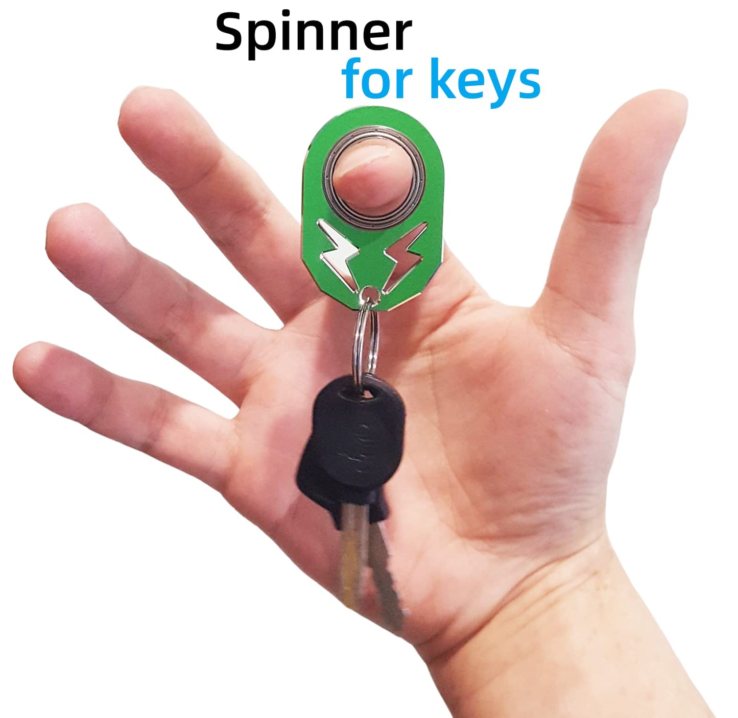 YIPUKIYI Keychain Spinner Fidget Ring – Smooth Alloy Spin (Black)