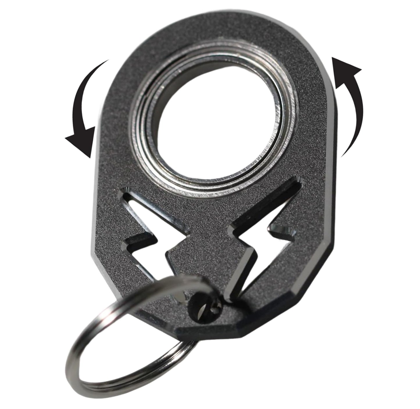 YIPUKIYI Keychain Spinner Fidget Ring – Smooth Alloy Spin (Black)
