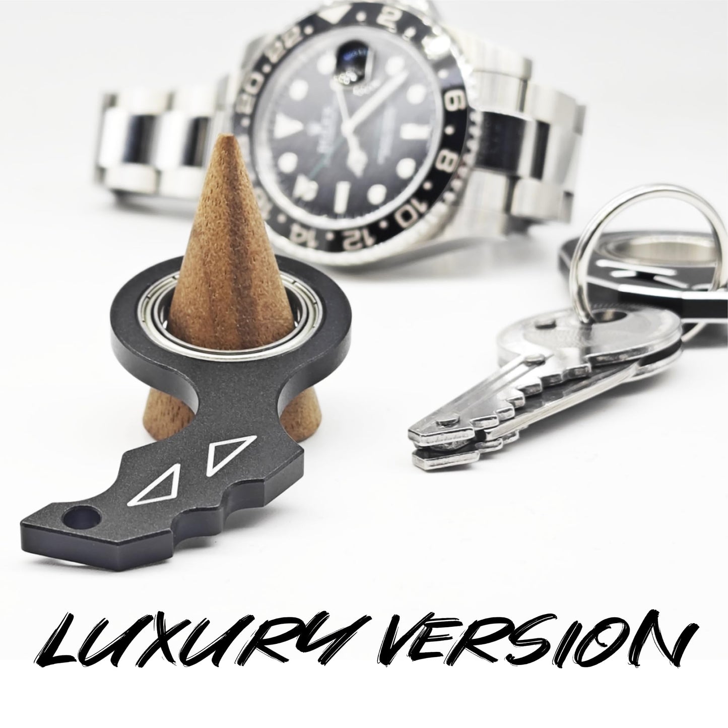 YIPUKIYI New Black Keychain Spinner — Smooth Alloy Fidget Ring