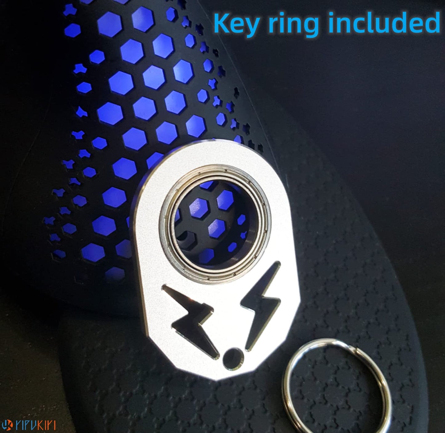 YIPUKIYI Keychain Spinner Fidget Ring – Smooth Alloy Spin (Black)