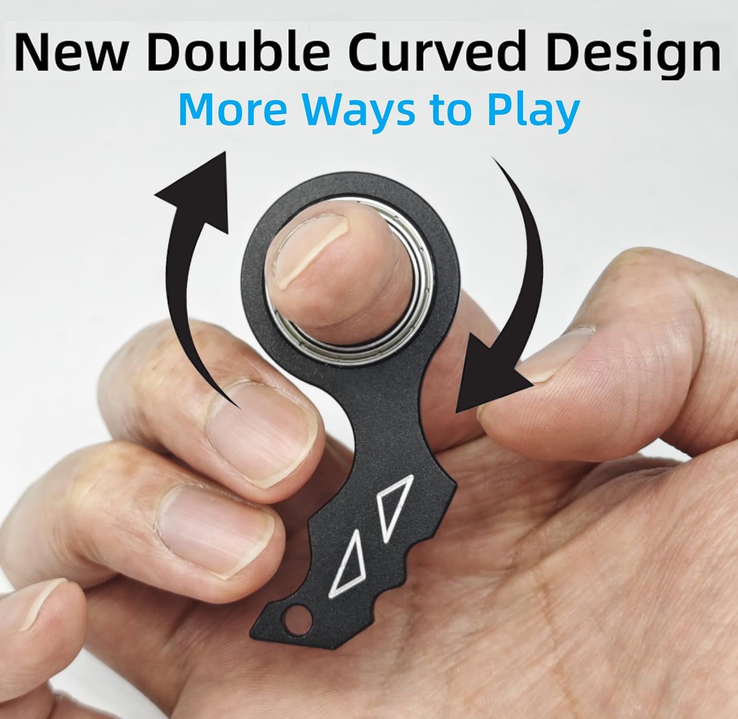 YIPUKIYI New Black Keychain Spinner — Smooth Alloy Fidget Ring