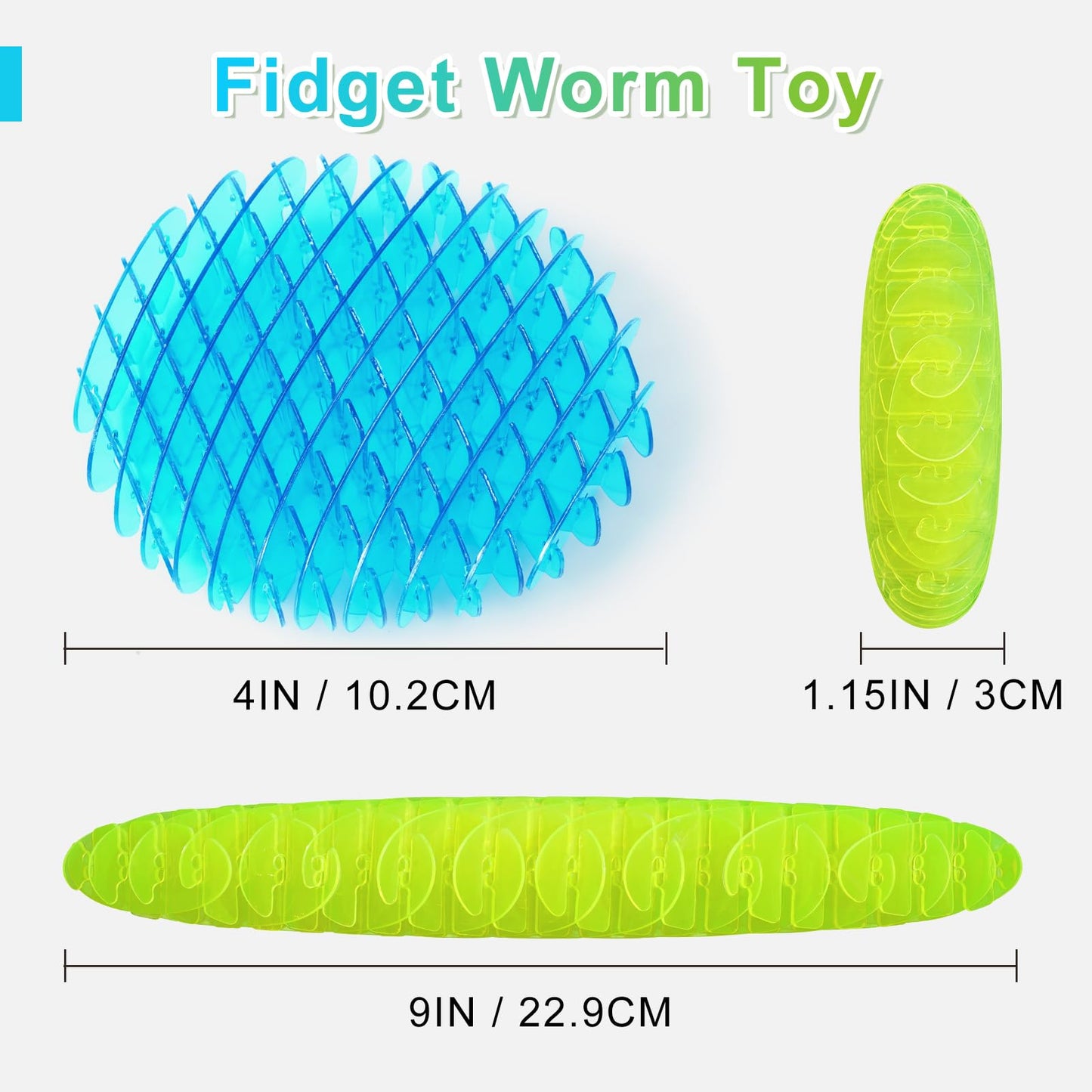 Yisryerow Fidget Worm Toy - 2-Pack Quiet Sensory Fidgets for Desk & Classroom