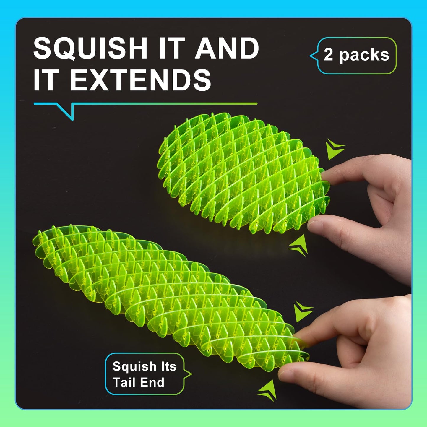 Yisryerow Fidget Worm Toy - 2-Pack Quiet Sensory Fidgets for Desk & Classroom
