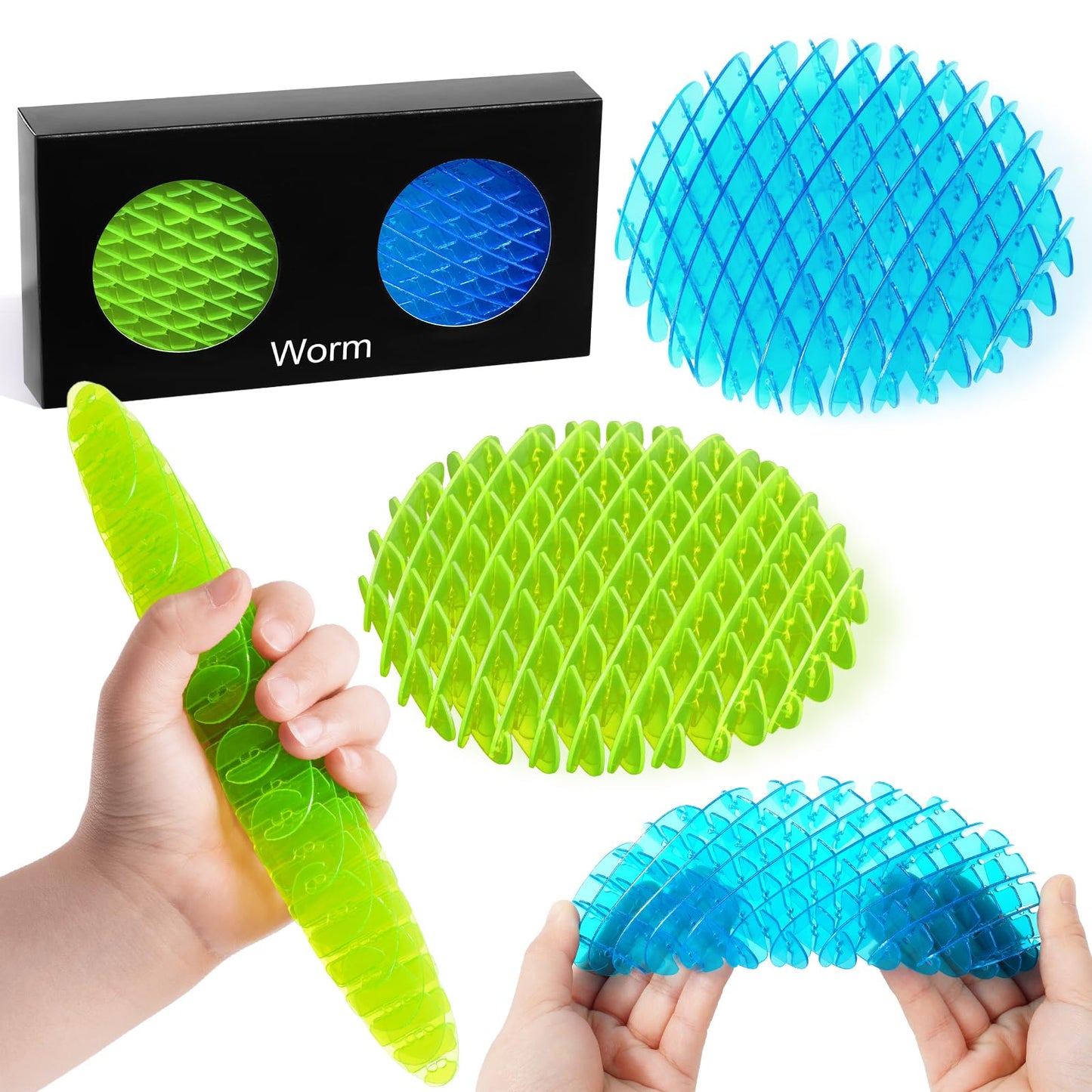 Yisryerow Fidget Worm Toy - 2-Pack Quiet Sensory Fidgets for Desk & Classroom