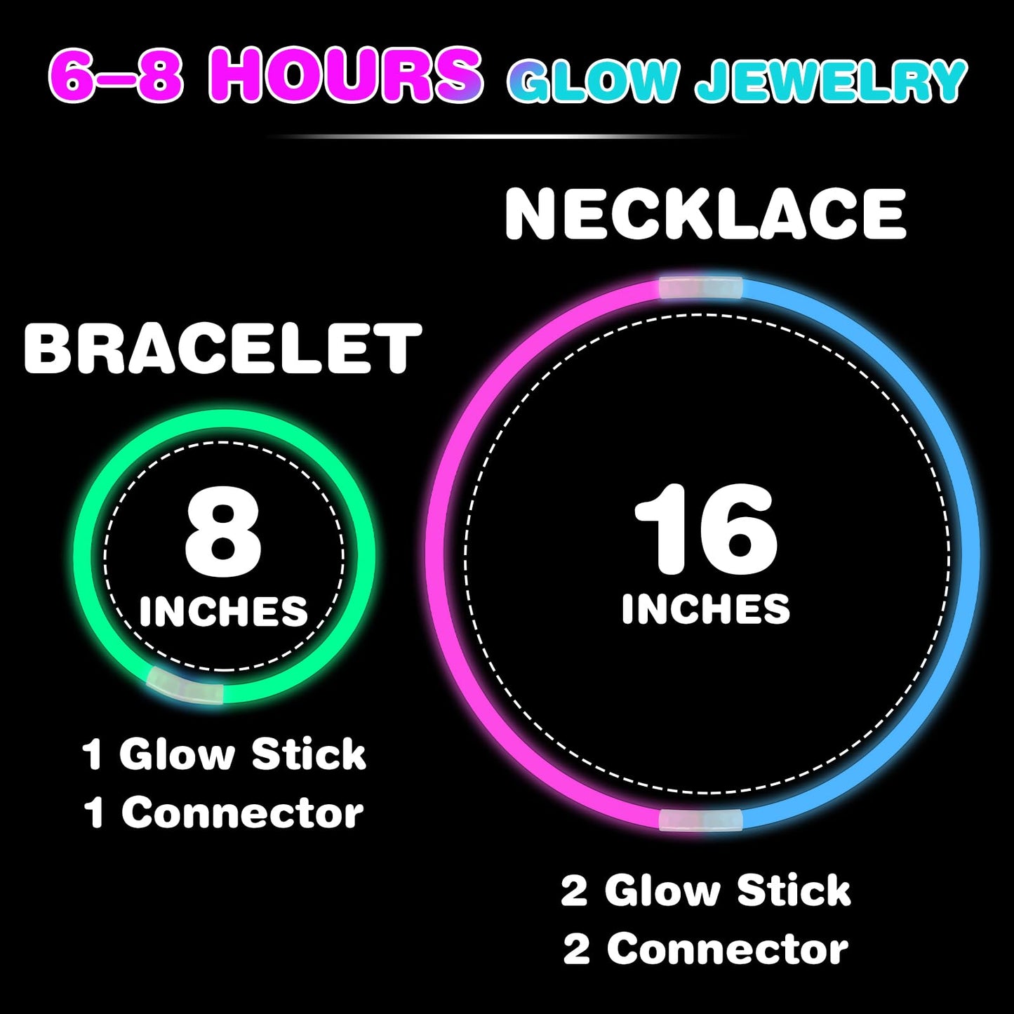 YixangDD 1000 PCS Ultra Bright Glow Sticks – 8-Inch Glow Sticks Bulk with 1000 Connectors
