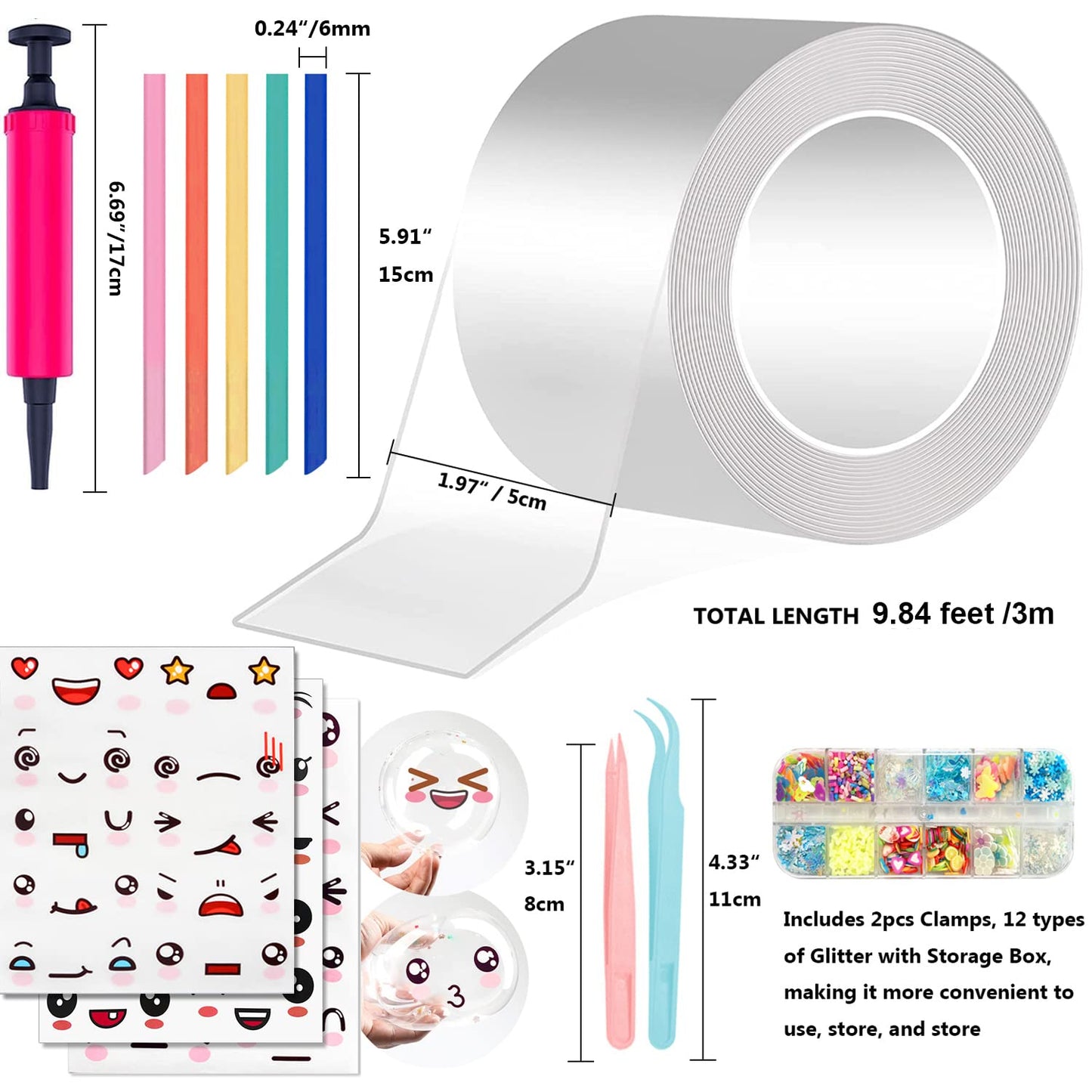 YIXIPAZH Nano Tape Bubble Kit – DIY Bubbles, Glitter & Glow