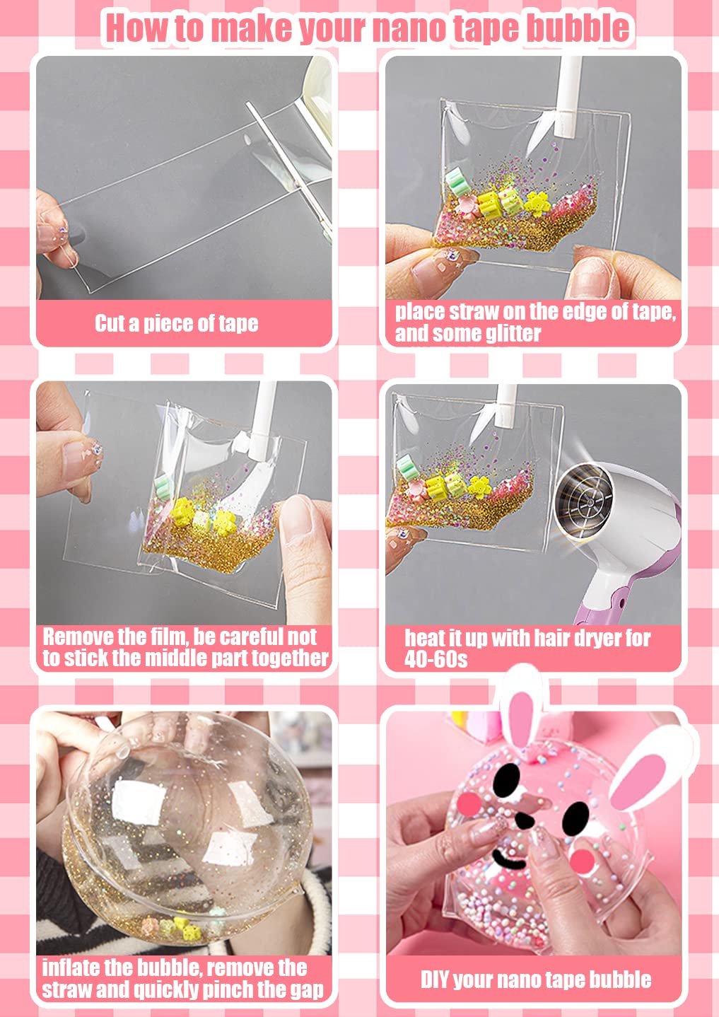 YIXIPAZH Nano Tape Bubble Kit – DIY Bubbles, Glitter & Glow