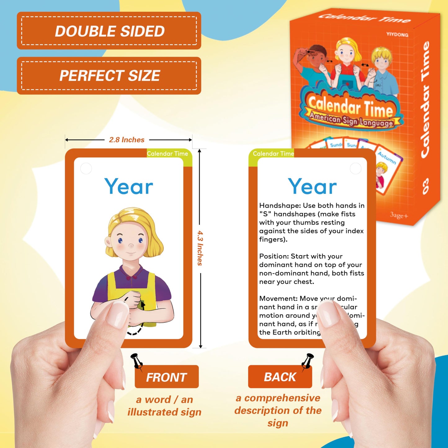 YIYDONG ASL Flash Cards – 500 Beginner Sign Language Cards for All Ages (Verbs, Nouns, Sight Words)