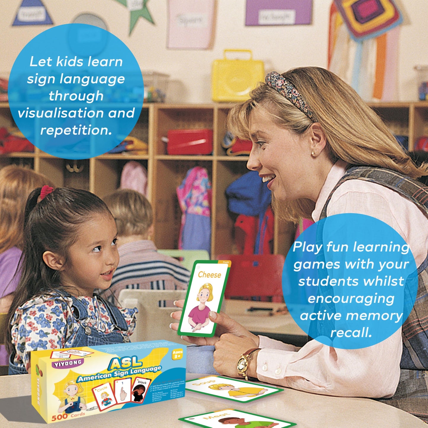 YIYDONG ASL Flash Cards – 500 Beginner Sign Language Cards for All Ages (Verbs, Nouns, Sight Words)