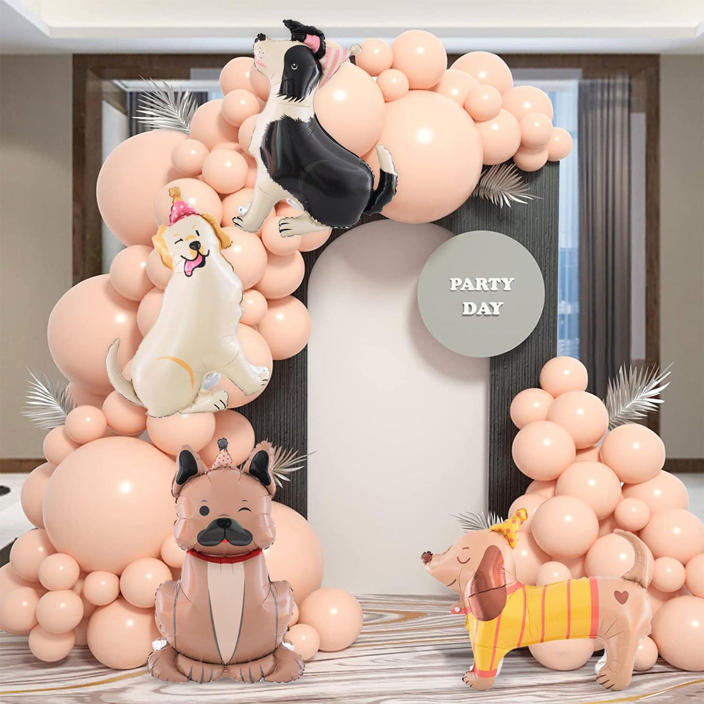 YiYou 4D Standing Puppy Foil Balloons - 4-Pack Self-Standing Dog Theme Party Decor