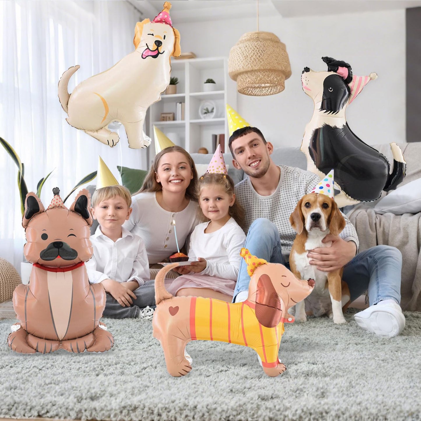 YiYou 4D Standing Puppy Foil Balloons - 4-Pack Self-Standing Dog Theme Party Decor