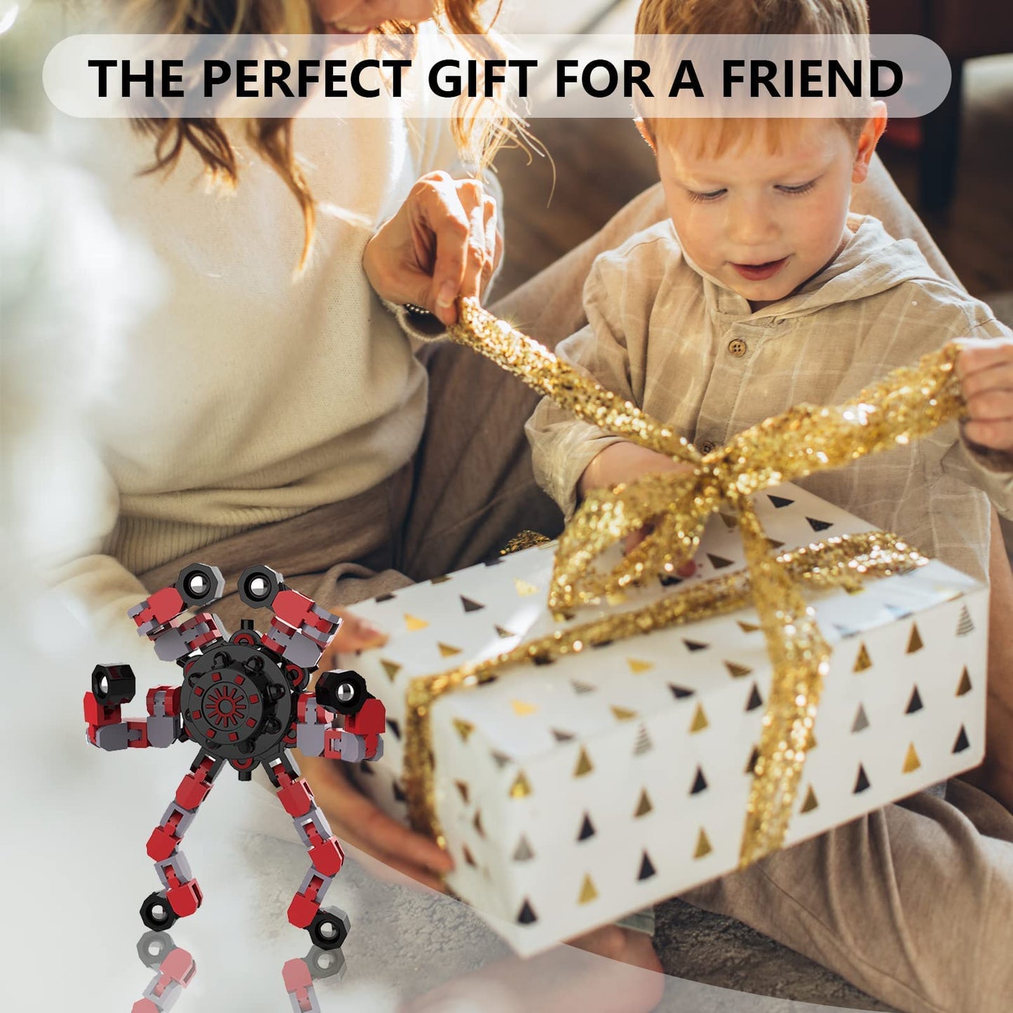 YIZER Valentines Transformable Fidget Spinners - 3PCS Sensory DIY Robot Toys