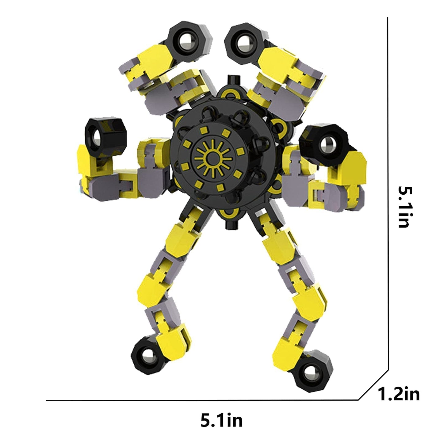 YIZER Valentines Transformable Fidget Spinners - 3PCS Sensory DIY Robot Toys