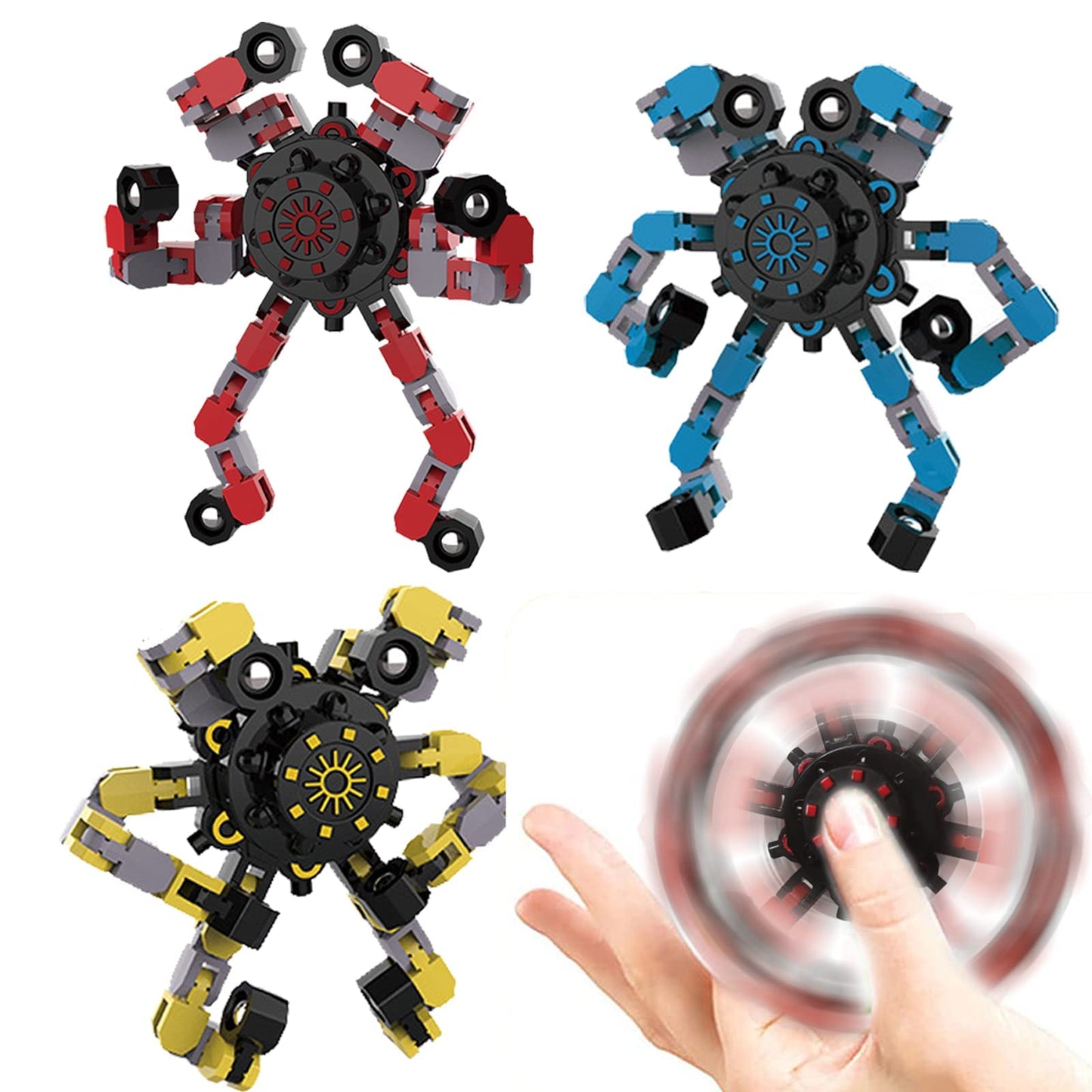 YIZER Valentines Transformable Fidget Spinners - 3Pcs | Sensory Toy & Stress Relief