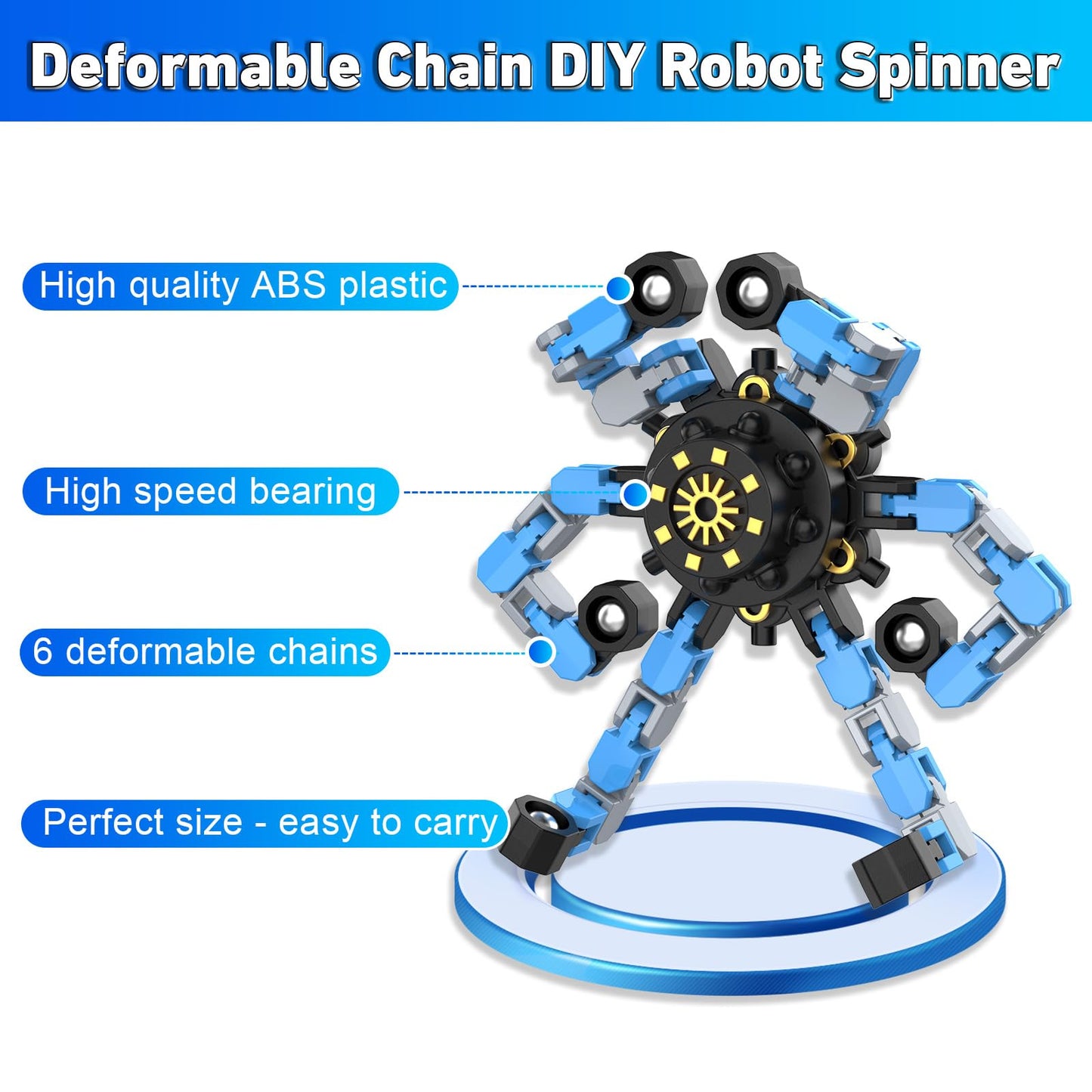 YIZER Valentines Transformable Fidget Spinners – 18Pcs Sensory Toy Set for Creative Play