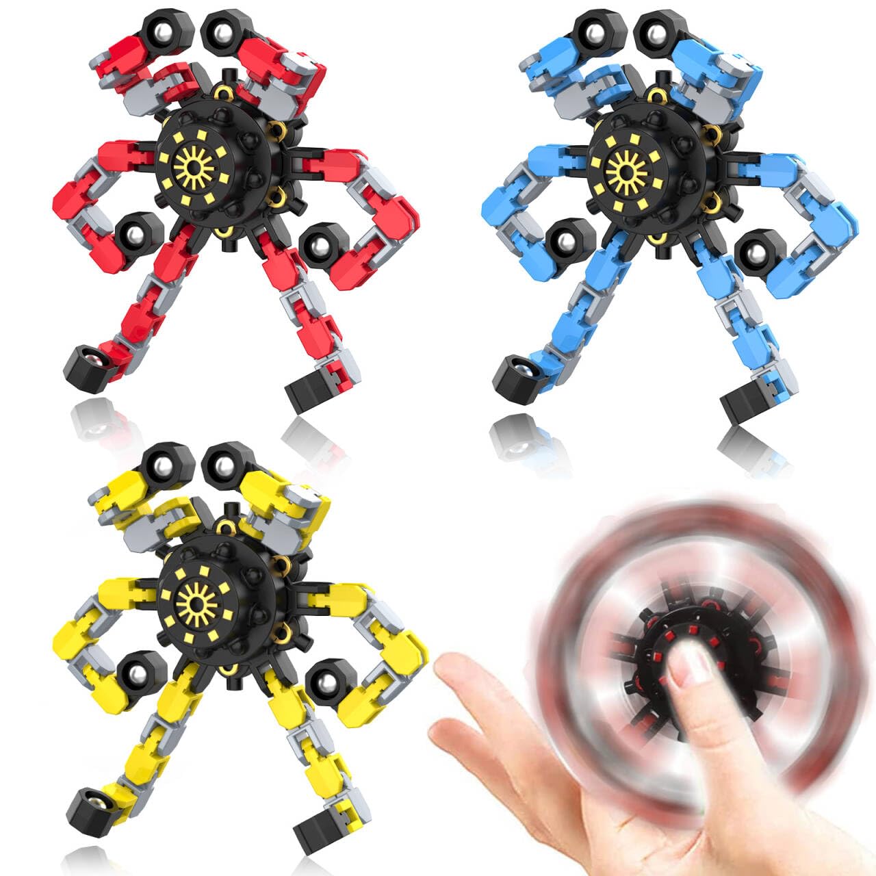 YIZER Valentines Transformable Fidget Spinners - 3Pcs | Sensory Toy & Stress Relief