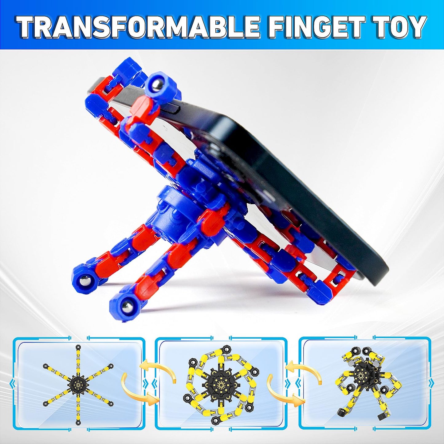 YIZER Valentines Transformable Fidget Spinners – 30PCS Sensory Chain Spinner