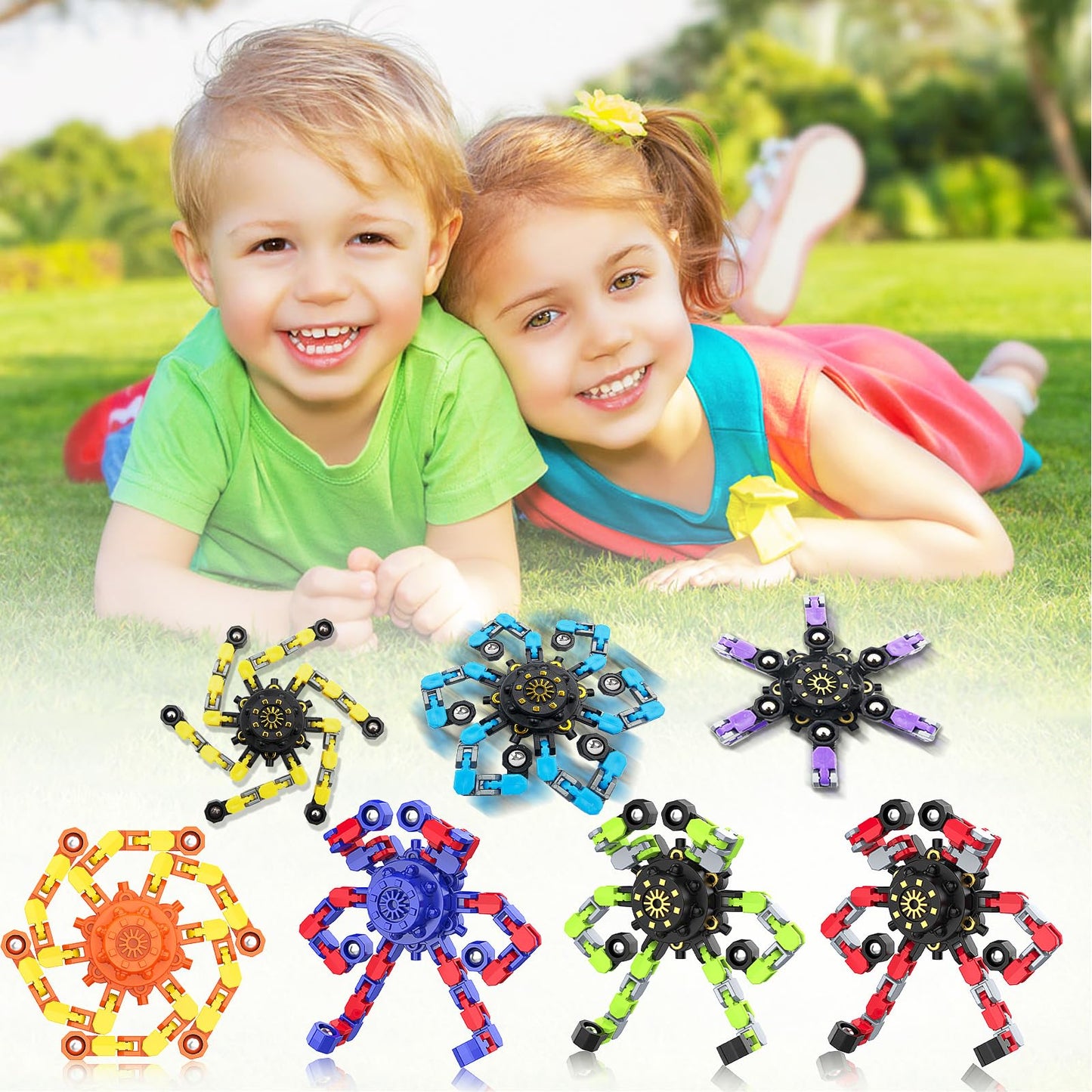 YIZER Valentines Transformable Fidget Spinners – 30PCS Sensory Chain Spinner