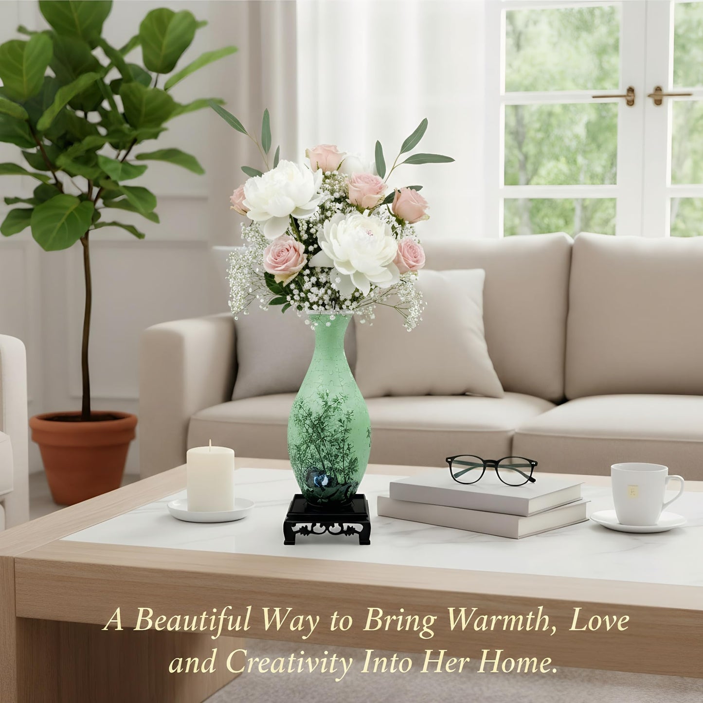 YIZHOR Puzzle Vase for Adults – 160-Piece 3D Flower Vase Kit & Gift for Her