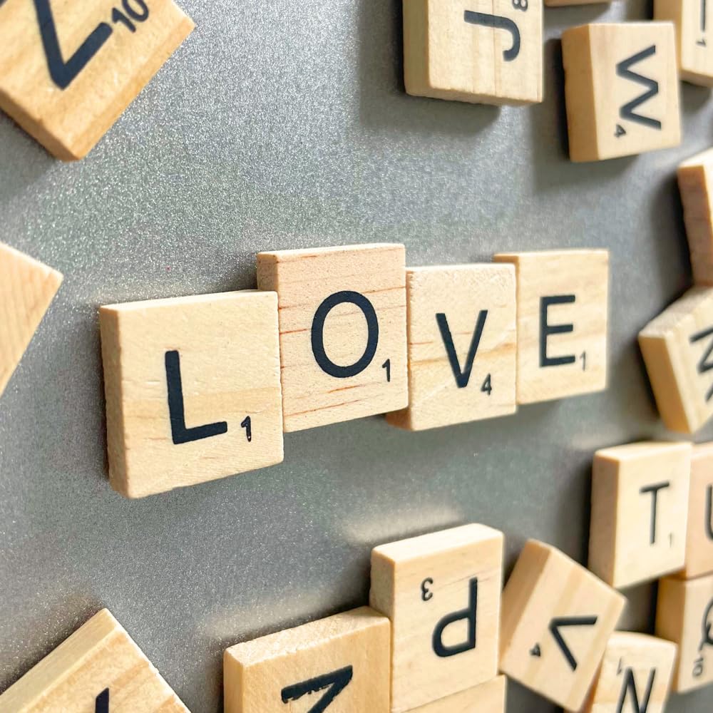 YJ PREMIUMS 52-Pc Wood Magnetic Letter Tiles: Fridge & Office Display