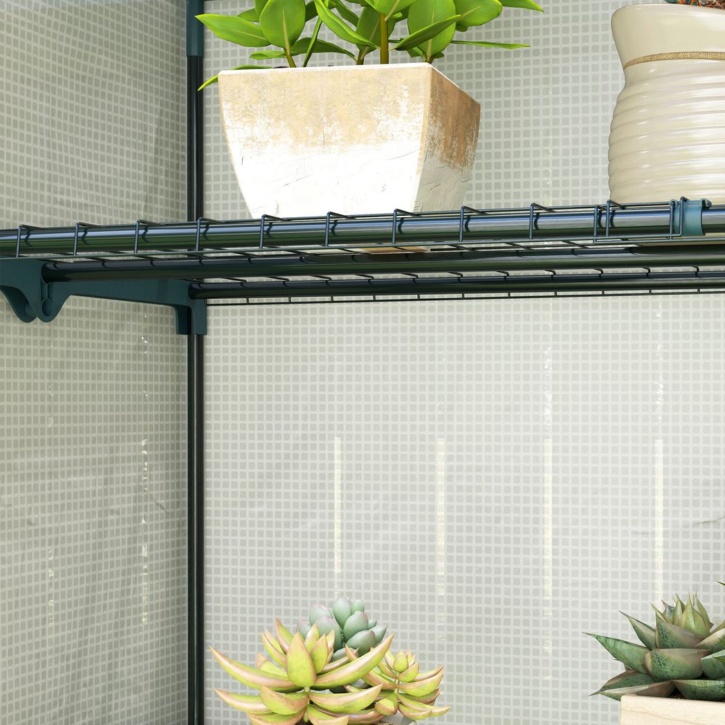 Outsunny 4 Tier Lean-to Mini Greenhouse with Reinforced PE Cover