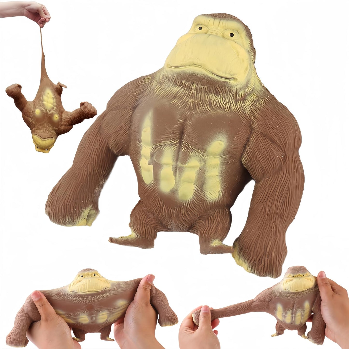 YJHWLF Stretchy Glue-Sand Filled Rubber Gorilla Toy – Squeezable Decompression Play (Gorilla-L)