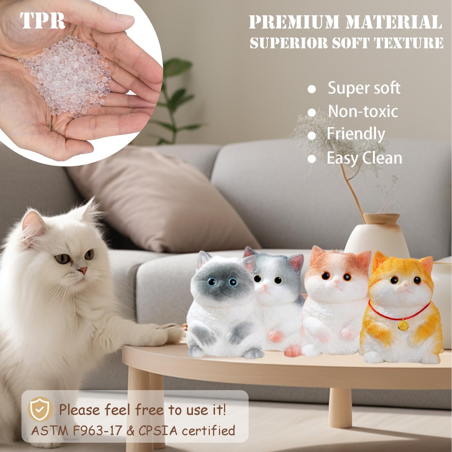 YJPPDD Big Taba Squishy Cat — Handmade Stress Relief Toy for Adults & Kids | Cute Soft Siamese-Inspired Desk Companion