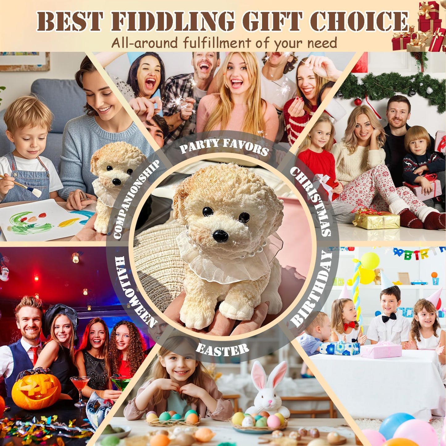 YJPPDD Big Taba Squishy Dog – Cream Color Stress Relief Toy for Adults & Kids