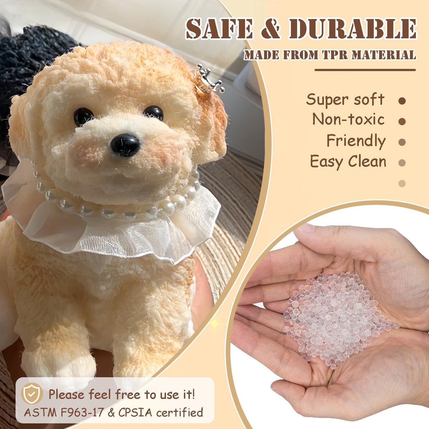 YJPPDD Big Taba Squishy Dog – Cream Color Stress Relief Toy for Adults & Kids