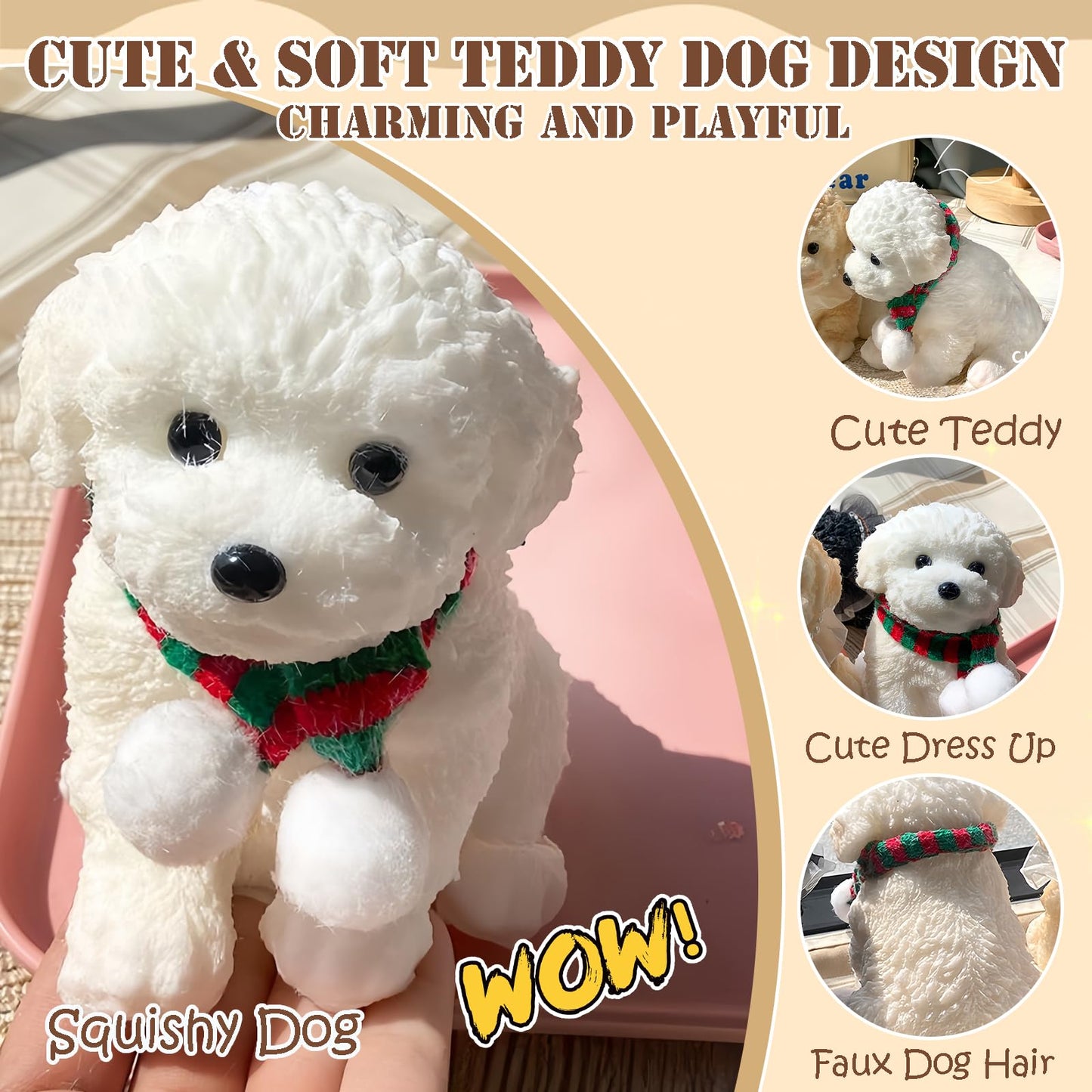 YJPPDD Big Taba Squishy Dog – Extra-Large Soft Stress Relief Toy (White Teddy)