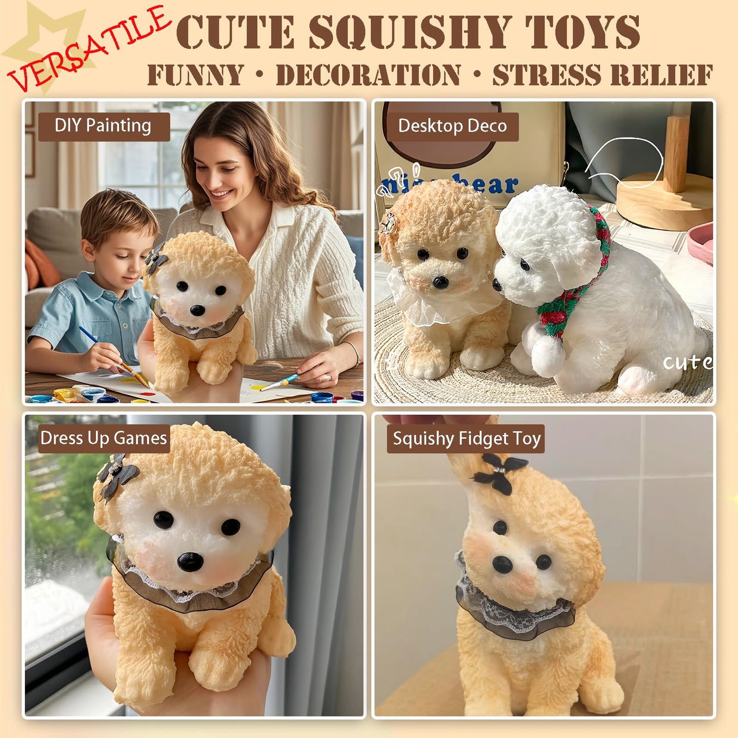 YJPPDD Extra-Large Taba Dog Squishy Toy – Soft Stress Relief for Kids & Adults
