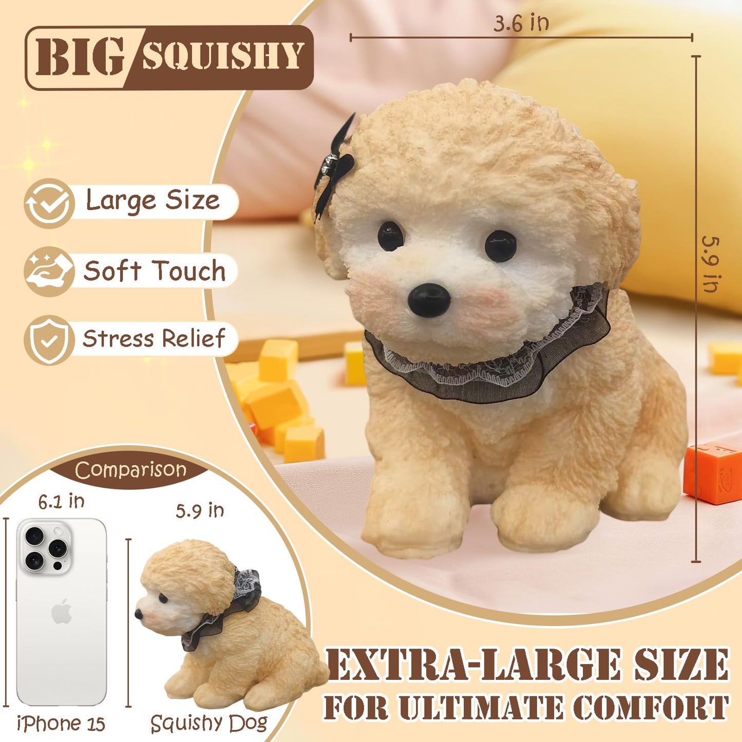 YJPPDD Extra-Large Taba Dog Squishy Toy – Soft Stress Relief for Kids & Adults