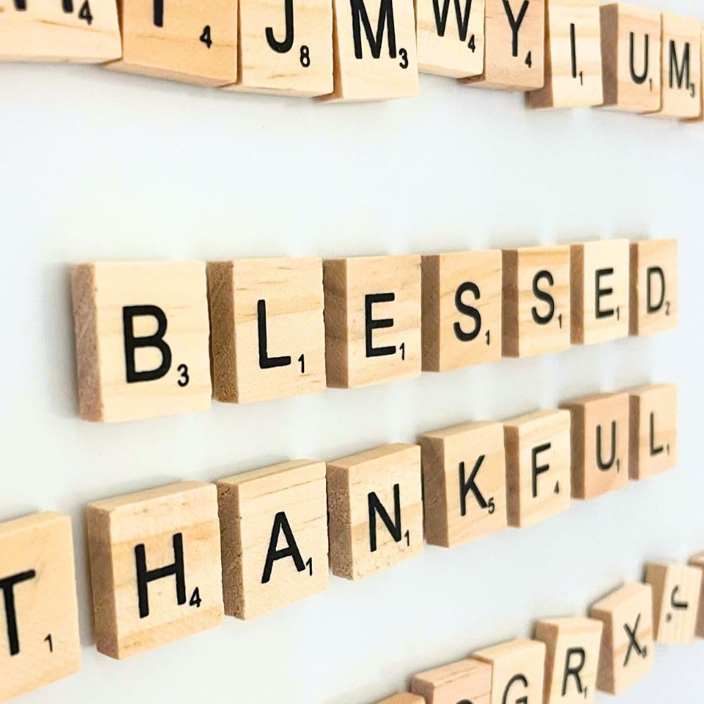 YJ PREMIUMS 100-Pc Wood Magnetic Letter Tiles — Large Alphabet Magnets for Fridge & Wall