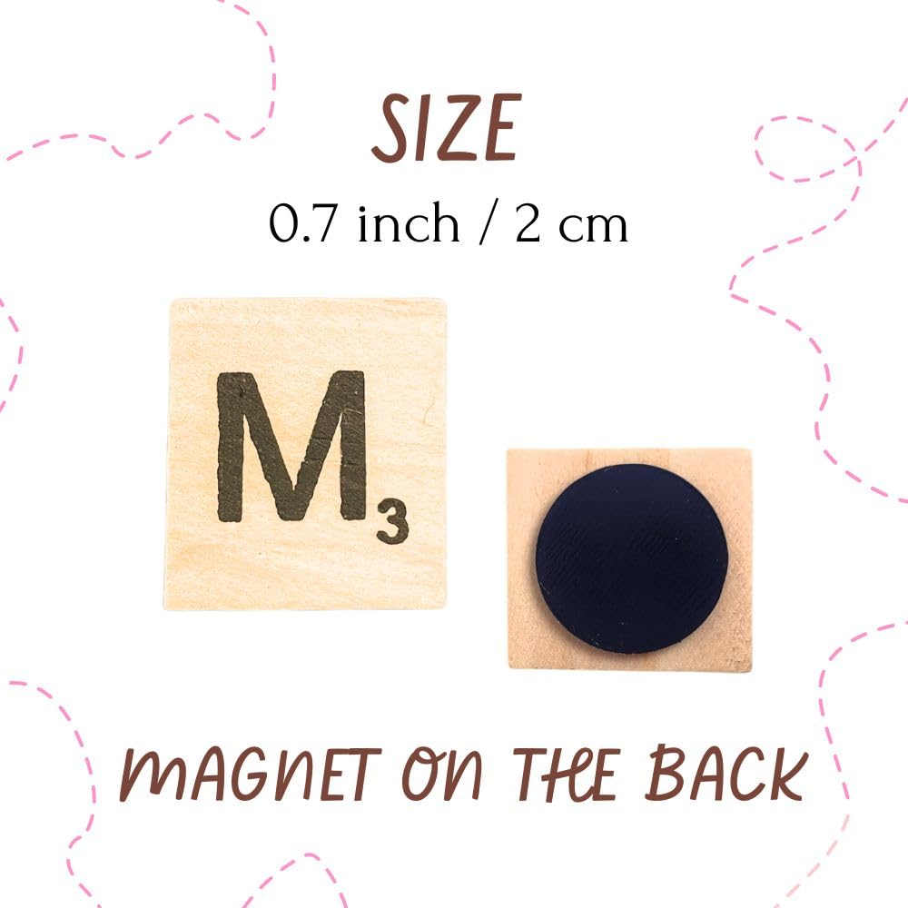 YJ PREMIUMS 100-Pc Wood Magnetic Letter Tiles — Large Alphabet Magnets for Fridge & Wall