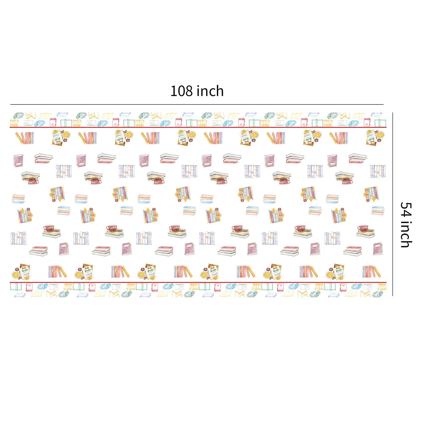 YJRJSC Book Themed Party Tablecloth - 3 Pcs, 54x108 in, Disposable Library Reading Theme