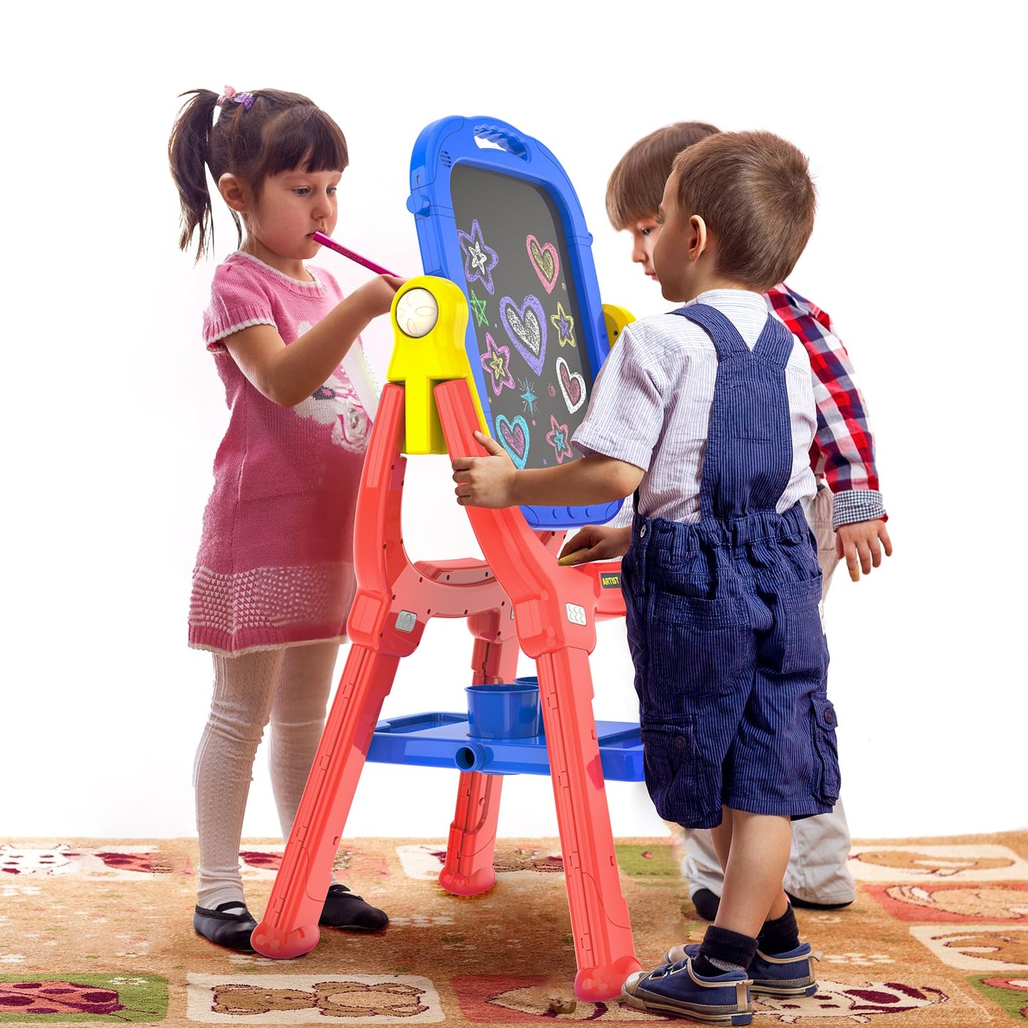 Ylovetoys Easel for Kids - Adjustable, Double-Sided Magnetic Easel with Painting Accessories