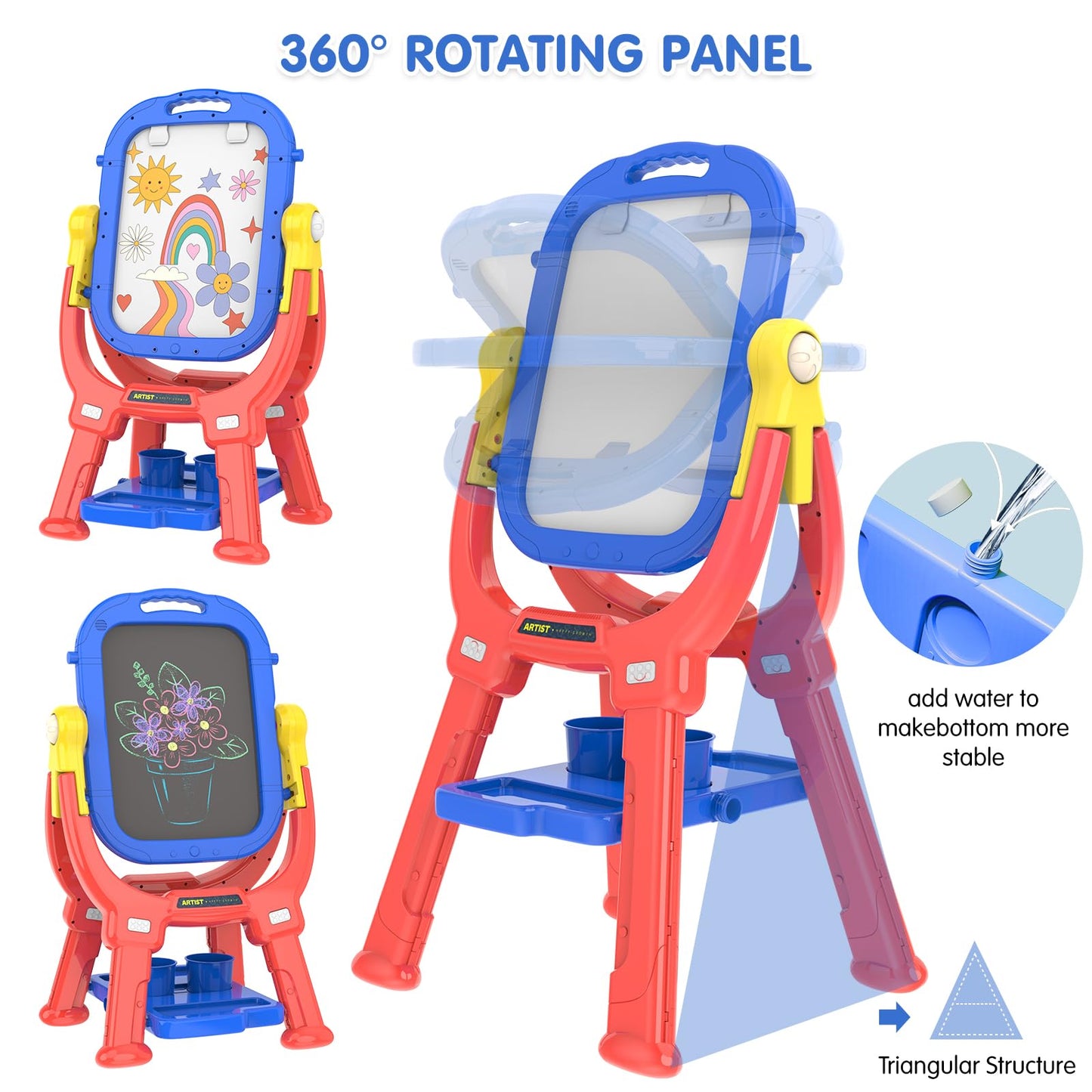 Ylovetoys Easel for Kids - Adjustable, Double-Sided Magnetic Easel with Painting Accessories