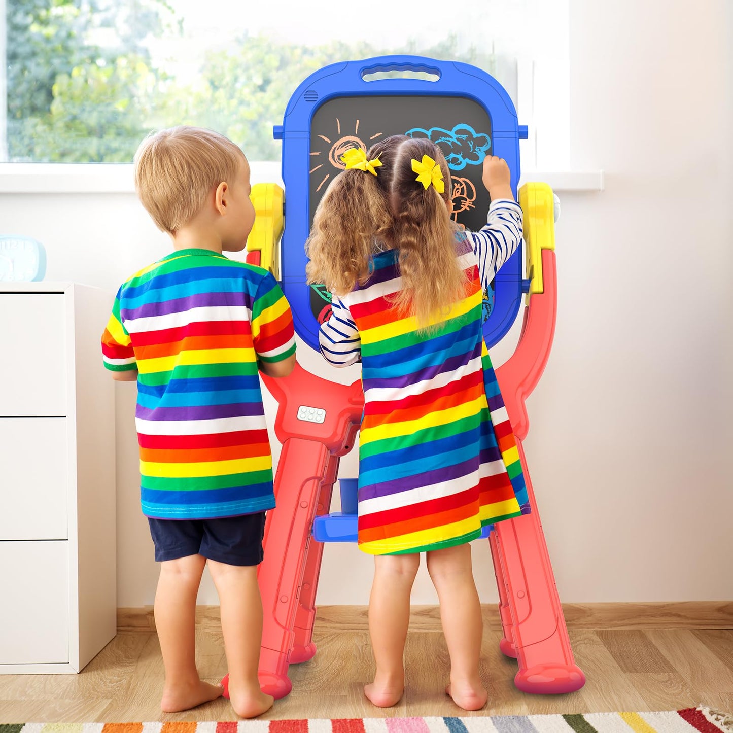 Ylovetoys Easel for Kids - Adjustable, Double-Sided Magnetic Easel with Painting Accessories