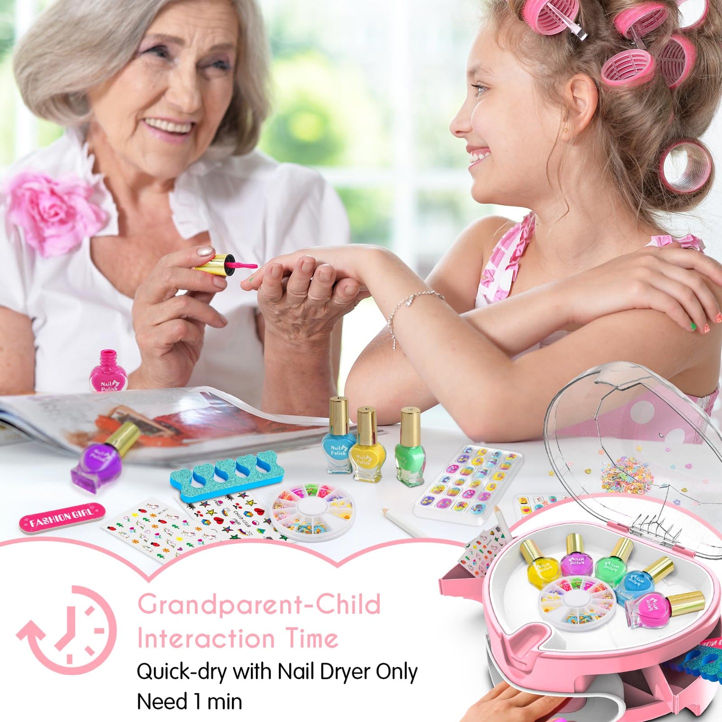 Ylovetoys Kids Nail Polish Set — All-in-One Nail Salon Kit for Girls 7-12 (Non-Toxic)