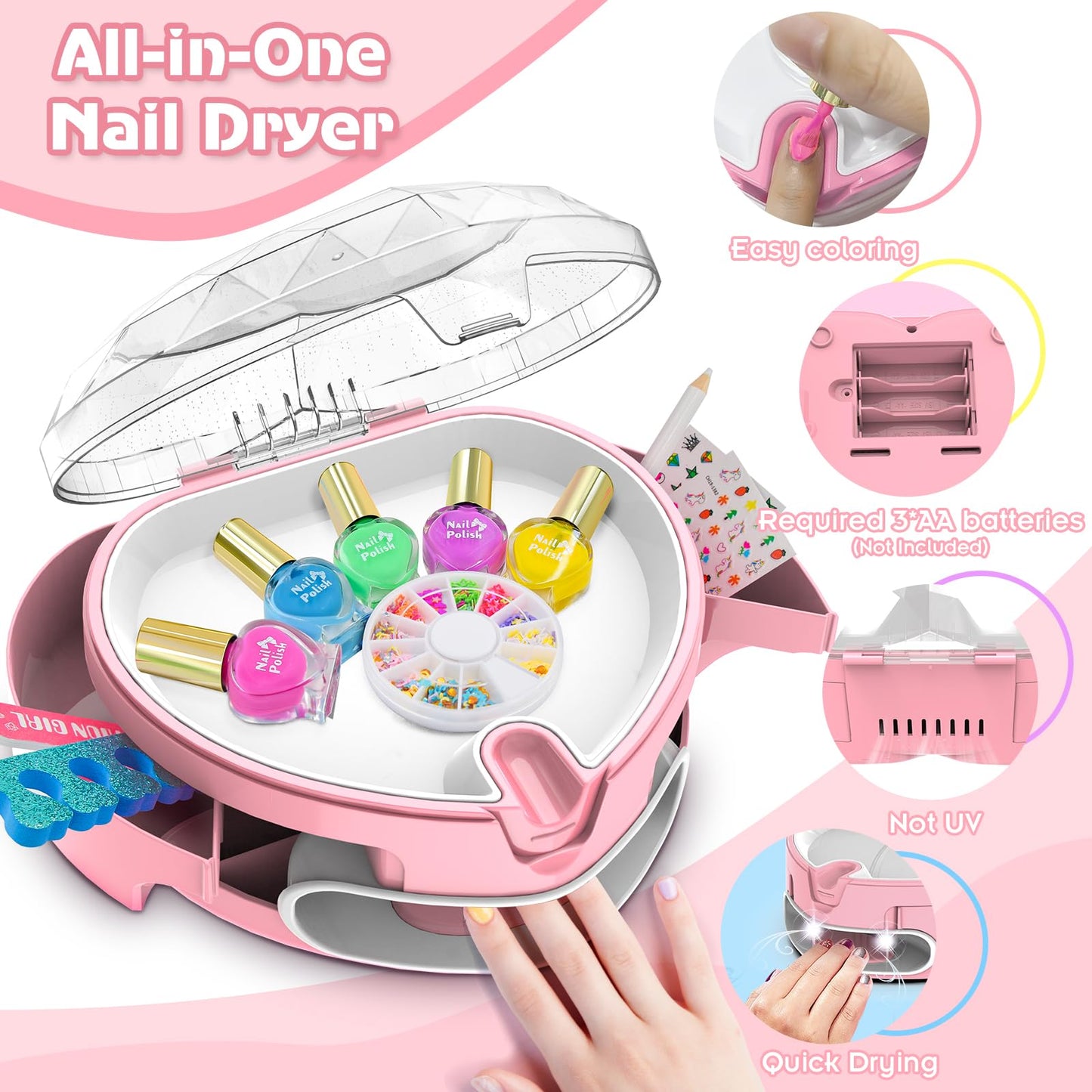 Ylovetoys Kids Nail Polish Set — All-in-One Nail Salon Kit for Girls 7-12 (Non-Toxic)