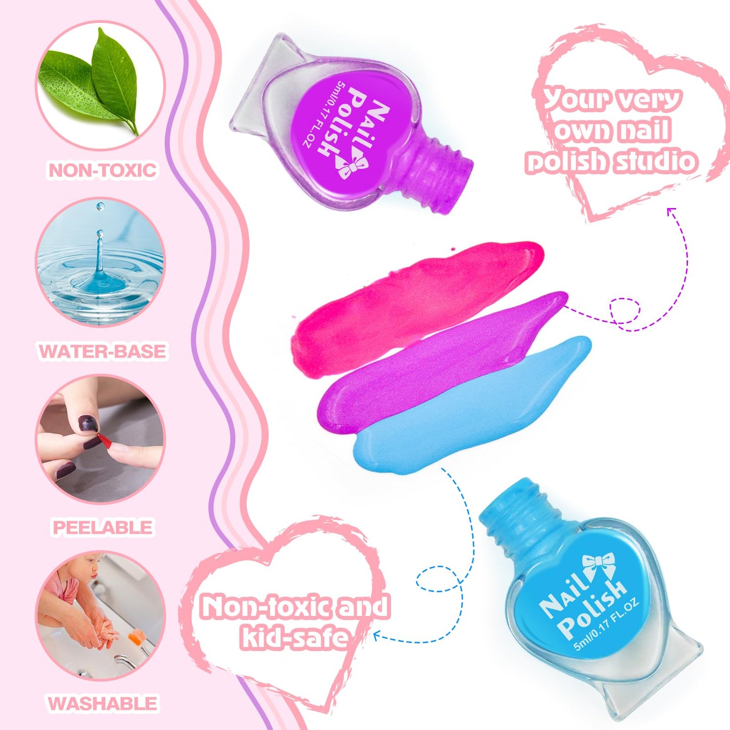 Ylovetoys Kids Nail Polish Set — All-in-One Nail Salon Kit for Girls 7-12 (Non-Toxic)