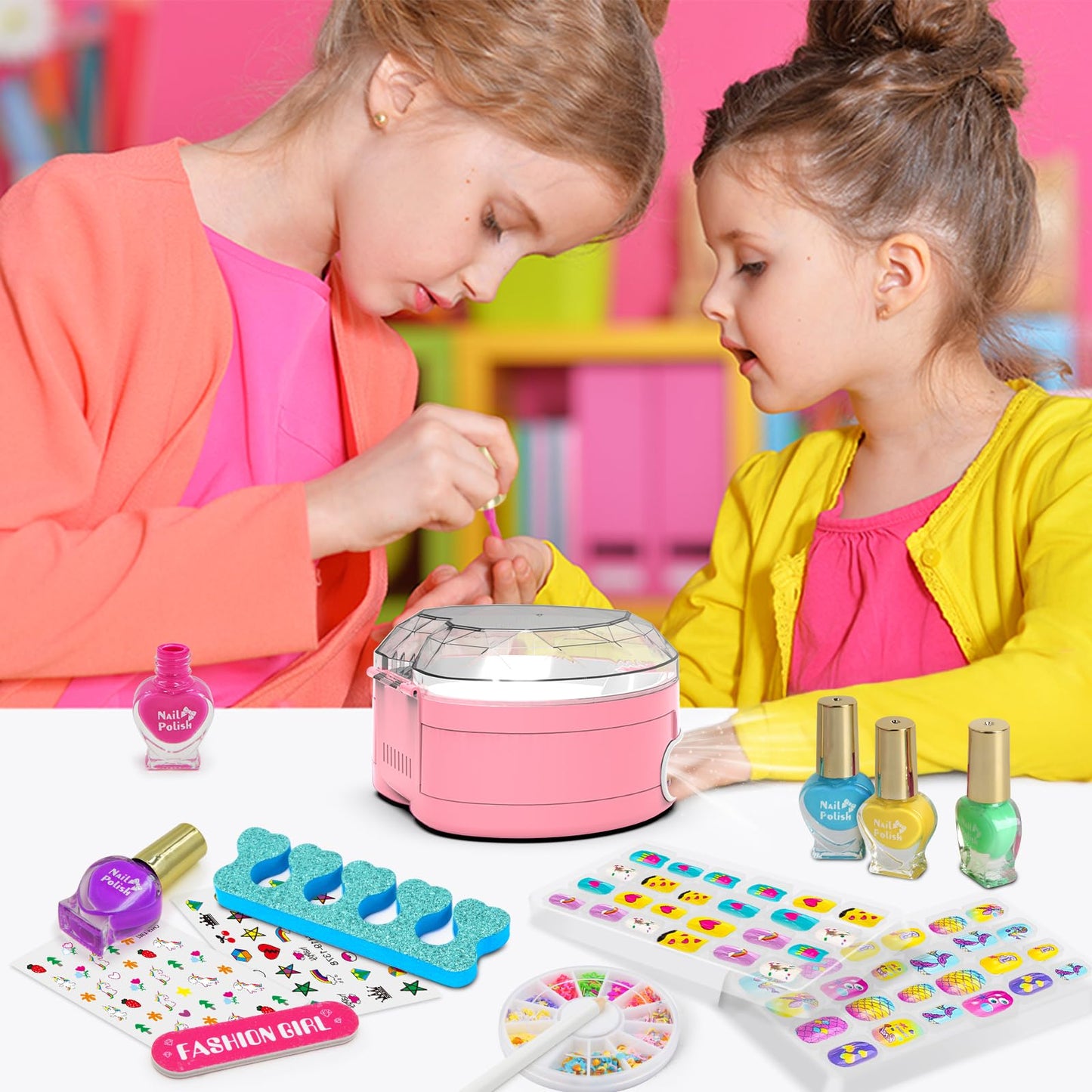 Ylovetoys Kids Nail Polish Set — All-in-One Nail Salon Kit for Girls 7-12 (Non-Toxic)