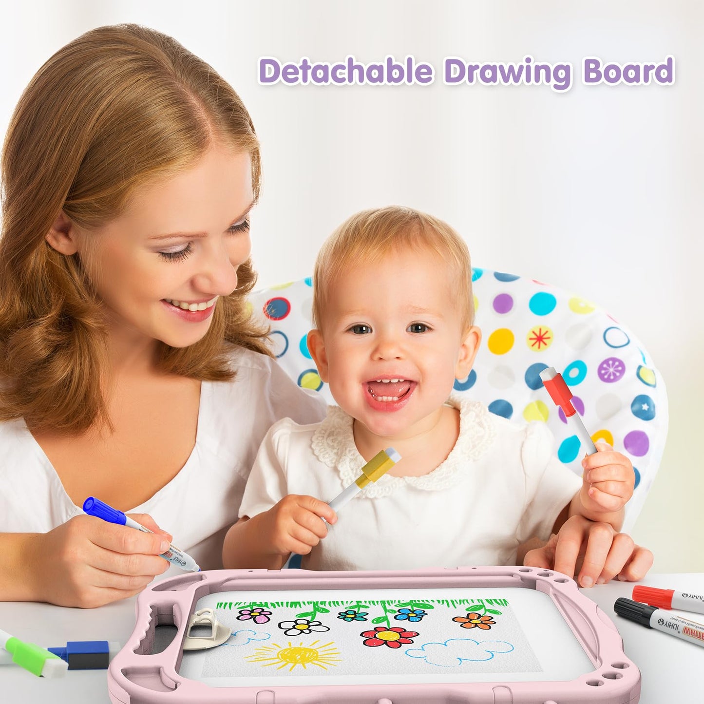 Ylovetoys Kids Art Easel – Adjustable Double-Sided Whiteboard & Chalkboard (Pink)