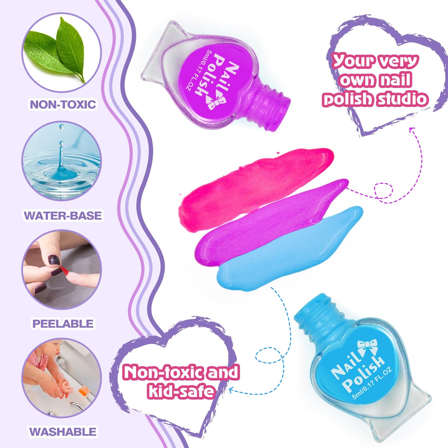 Ylovetoys Kids Nail Polish Set & All-In-One Nail Dryer Salon for Girls 7-12